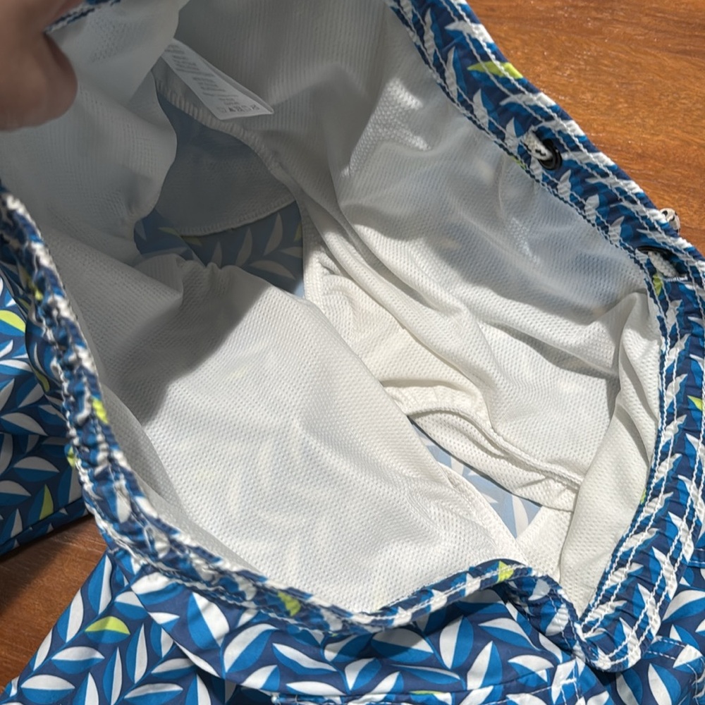 Psycho Bunny Kids Swim Trunks with Blue and Green Pattern - Picture 7 of 8